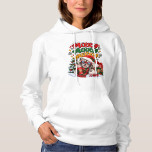 Feestelijke Wasbeer Kerstboom Warme Chocolade Merr Hoodie