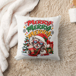 Feestelijke Wasbeer Kerstboom Warme Chocolade Merr Kussen