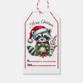 Feestelijke wasbeer kerstcadeau label cadeaulabel (Voorkant)