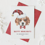 Feestelijke Waterverf Beagle Santa Happy Howlidays Feestdagenkaart<br><div class="desc">Fijne feestdagen! Stuur uw vakantiewensen naar familie en vrienden met deze aanpasbare vakantiekaart. Het heeft een waterverf beagle met een kerstmuts. Personaliseer deze beagle vakantiepas door uw gegevens toe te voegen. Deze hondenkerstkaart is verkrijgbaar op ander karton.</div>
