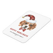 Feestelijke Waterverf Beagle Santa Happy Howlidays Magneet (Linkerzijde)