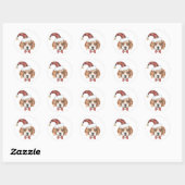 Feestelijke Waterverf Beagle Santa Happy Howlidays Ronde Sticker (Vel)