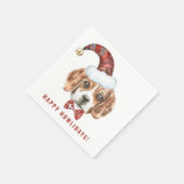 Feestelijke Waterverf Beagle Santa Happy Howlidays Servet (Hoek)
