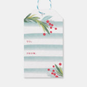 Feestelijke Waterverf Bladblad Krans Strepen Monog Cadeaulabel (Achterkant)