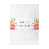 Feestelijke Waterverf Bright Flowers Floral Weddin Uitnodigingen Wikkel (Voorkant Voorbeeld)