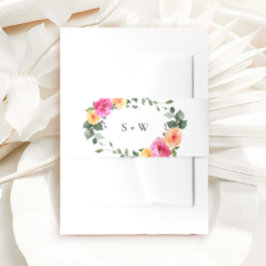 Feestelijke Waterverf Bright Flowers Floral Weddin Uitnodigingen Wikkel