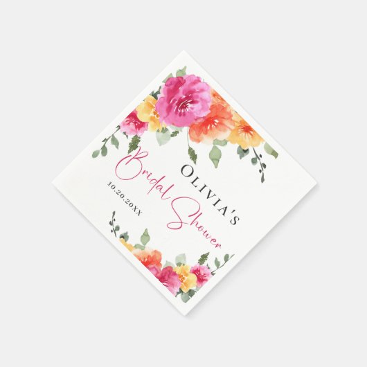 Feestelijke Waterverf Bright Flowers Vrijgezellenf Servet (Hoek)