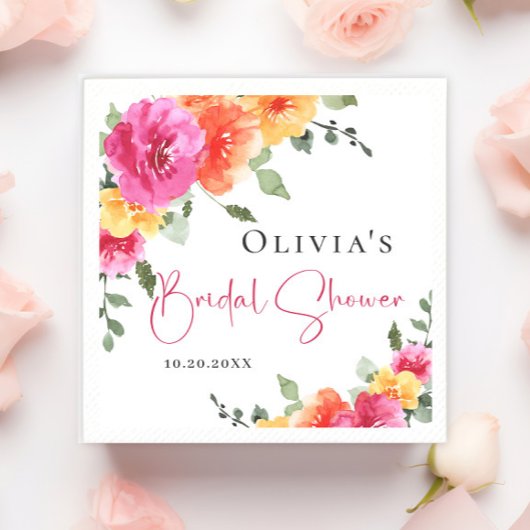 Feestelijke Waterverf Bright Flowers Vrijgezellenf Servet