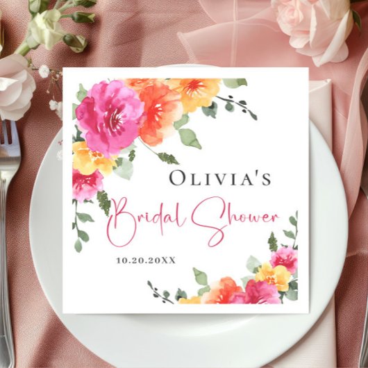 Feestelijke Waterverf Bright Flowers Vrijgezellenf Servet