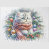 Feestelijke Waterverf Cat Christmas Craft Decoupag Tissuepapier (Voorkant)