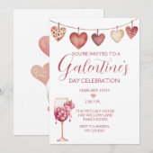 Feestelijke Waterverf Cocktail Galentine's Day Kaart (Voorkant / Achterkant)