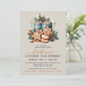 Feestelijke Waterverf Cookie Exchange Party Kaart (Staand voorkant)