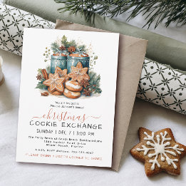 Feestelijke Waterverf Cookie Exchange Party Kaart
