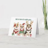 Feestelijke Waterverf Corgi Dogs Kerst Kaart (Voorkant)