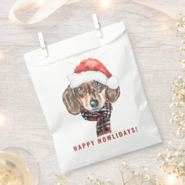 Feestelijke Waterverf Dachshund Santa Christmas Bedankzakje