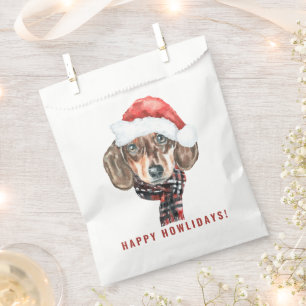 Feestelijke Waterverf Dachshund Santa Christmas Bedankzakje
