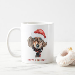 Feestelijke Waterverf Dachshund Santa Christmas Koffiemok