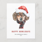 Feestelijke Waterverf Dachshund Santa Happy Howlid (Voorkant)