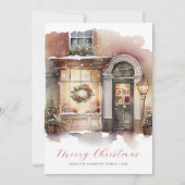 Feestelijke Waterverf Foto Vrolijk Kerstfeest Feestdagenkaart (Voorkant)