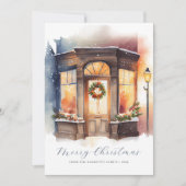 Feestelijke Waterverf Foto Vrolijk Kerstfeest Feestdagenkaart (Voorkant)