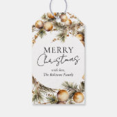 Feestelijke Waterverf gouden gebladerte kerst Cadeaulabel (Achterkant)