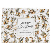 Feestelijke Waterverf gouden gebladerte kerst Groot Cadeauzakje (Achterkant)