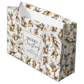 Feestelijke Waterverf gouden gebladerte kerst Groot Cadeauzakje (Voorkant Gekanteld)