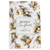 Feestelijke Waterverf gouden gebladerte kerst Medium Cadeauzakje (Voorkant)