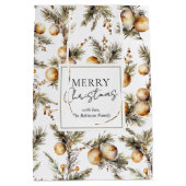 Feestelijke Waterverf gouden gebladerte kerst Medium Cadeauzakje (Achterkant)