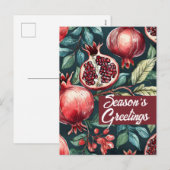 Feestelijke Waterverf Granaatappel Fruit en blader Feestdagenkaart (Voorkant / Achterkant)