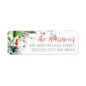 Feestelijke Waterverf Groen Kerstadres Etiket (Voorkant)