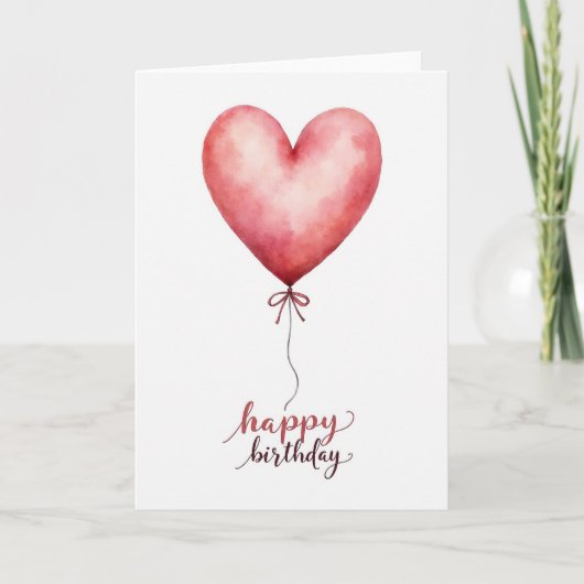Feestelijke Waterverf Hart Kaart (Voorkant)