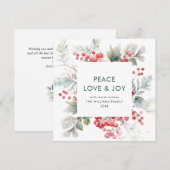 Feestelijke Waterverf Holly Berry Kerstmis Modern Feestdagenkaart (Voorkant / Achterkant)