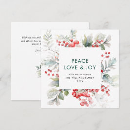 Feestelijke Waterverf Holly Berry Kerstmis Modern Feestdagenkaart