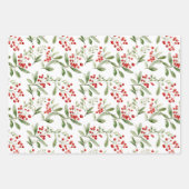 Feestelijke Waterverf Holly en bessen kerst Inpakpapier Vel (Voorkant 3)