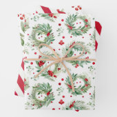 Feestelijke Waterverf Holly en bessen kerst Inpakpapier Vel (In situ)