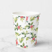 Feestelijke Waterverf Holly Pattern Christmas Papieren Bekers (Rechts)