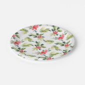 Feestelijke Waterverf Holly Pattern Christmas Papieren Bordje (Gekanteld)
