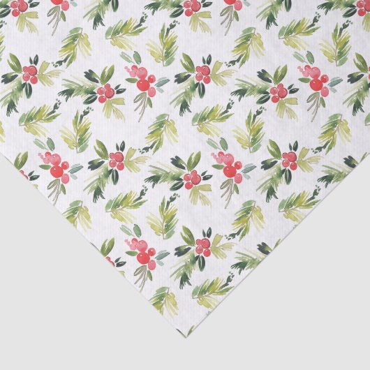 Feestelijke Waterverf Holly Pattern Christmas Tissuepapier (Detail)