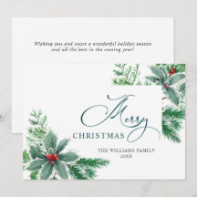 Feestelijke Waterverf Hulstbes Kerst Groet