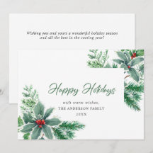 Feestelijke Waterverf Hulstbes Kerstgroet