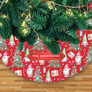 Feestelijke Waterverf Kabouter Kerstboom Maatwerk Fleece Kerstboom Rok