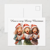 Feestelijke waterverf Kerst carolers tekst toevoeg Feestdagenkaart (Voorkant / Achterkant)