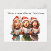 Feestelijke waterverf Kerst carolers tekst toevoeg Feestdagenkaart (Voorkant)