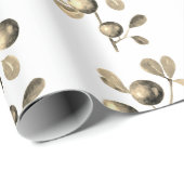 Feestelijke Waterverf Kerst Goud Beige Berries Cadeaupapier (Rol Hoek)