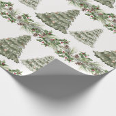 feestelijke Waterverf kerstbomen in de winter Cadeaupapier (Hoek)