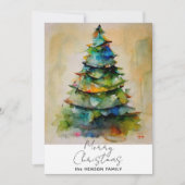 feestelijke Waterverf kerstboom Feestdagenkaart (Voorkant)