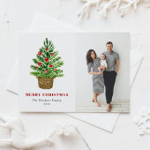 Feestelijke Waterverf Kerstboom Kerstfoto Feestdagenkaart