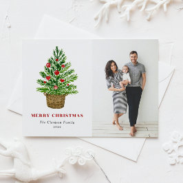 Feestelijke Waterverf Kerstboom Kerstfoto Feestdagenkaart