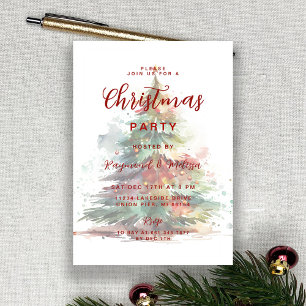 Feestelijke Waterverf Kerstboom Party Overlay Feestdagenkaart